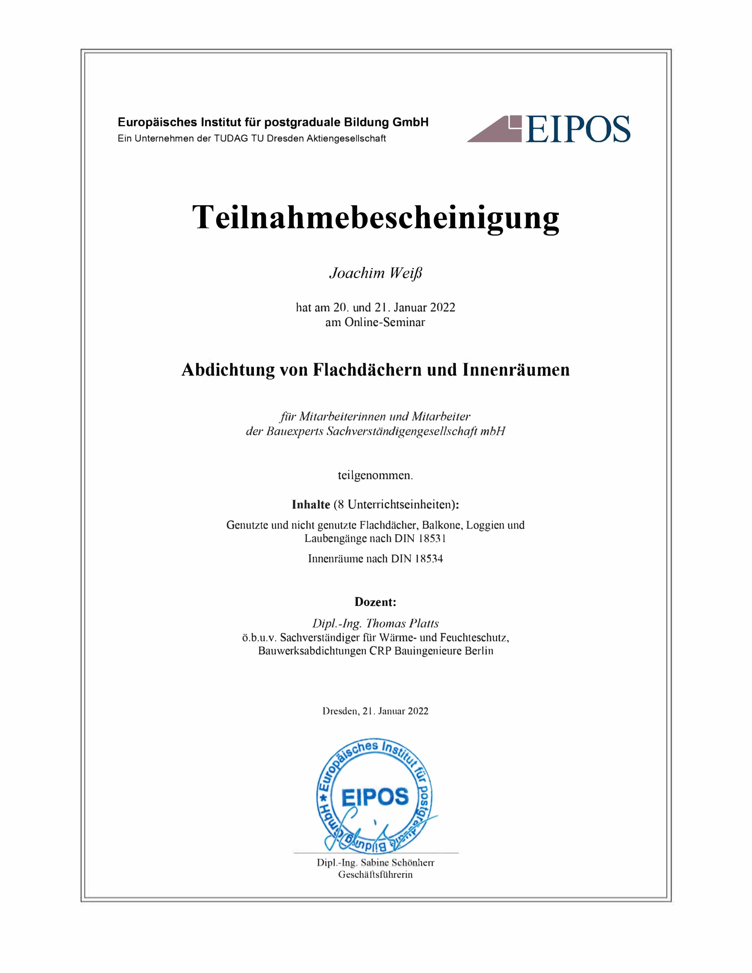 Zertifikat - IHS BEX 7 1 O Teilnahmebescheinigung